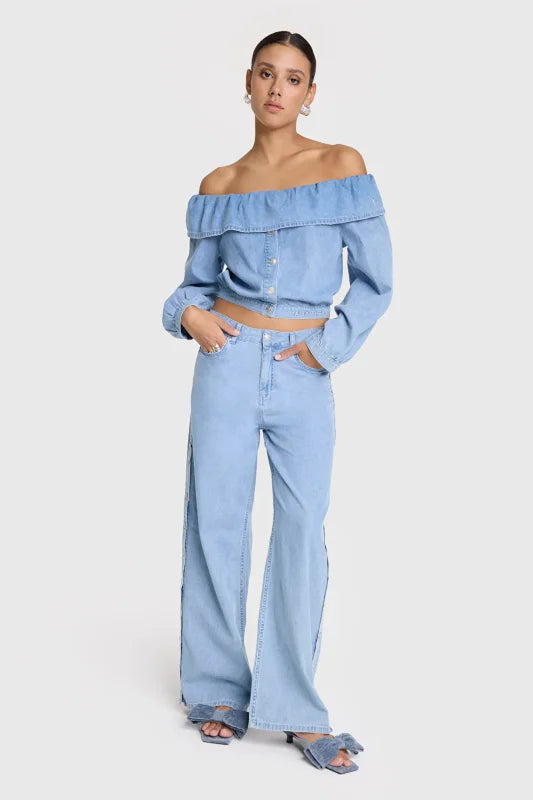 Chambray denim pants - Alix The Label Broeken