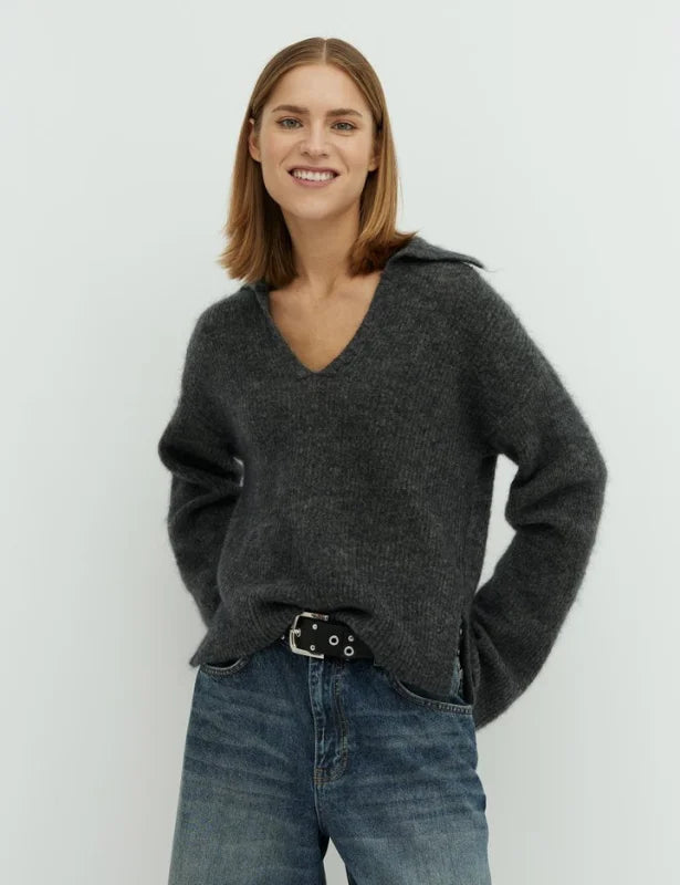 Ubika-M knit charcoal - Truien / Vesten