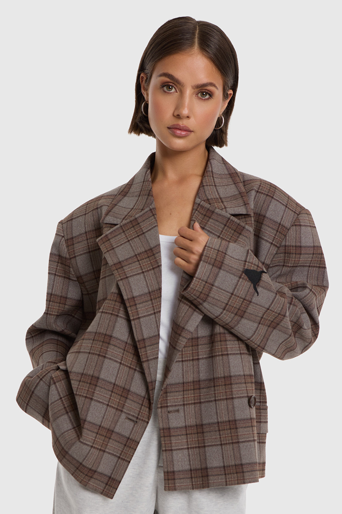 Cropped check blazer - Alix The Label