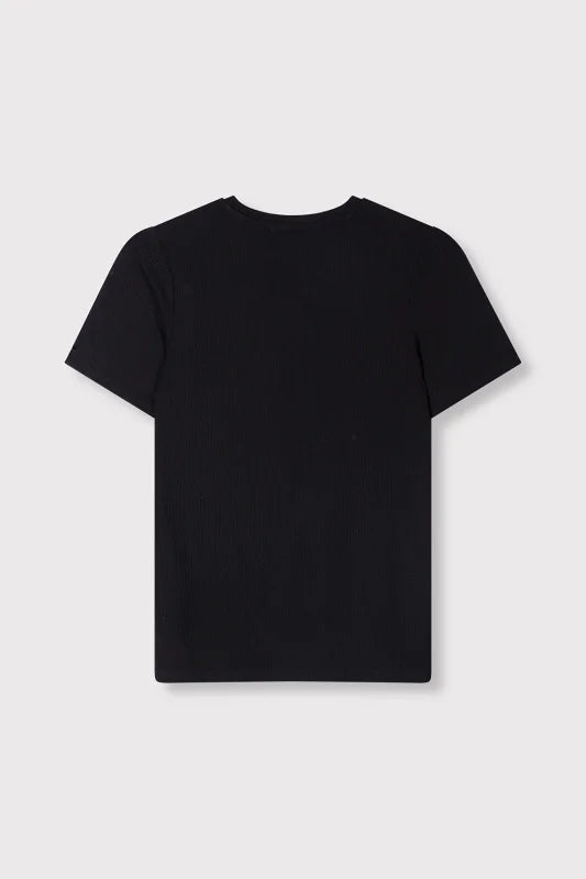 Fitted rib t-shirt black - Alix The Label - T-shirts