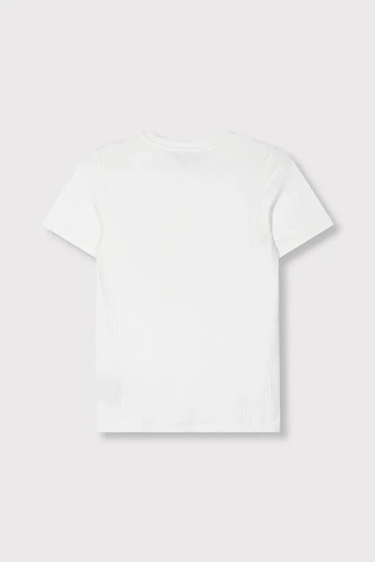 Fitted rib t-shirt white - Alix The Label - T-shirts