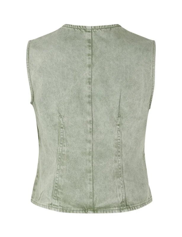 Flana-M denim vest green - Gilets