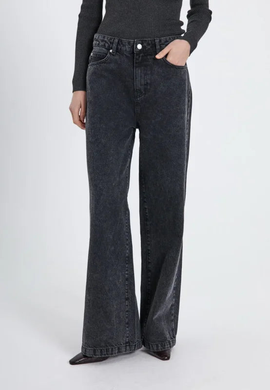 Kenzie wide jeans black washed - Jeans