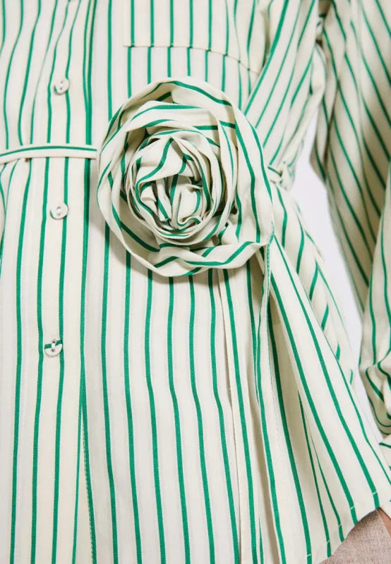 Linna shirt bright green stripe - NORR - Blouses