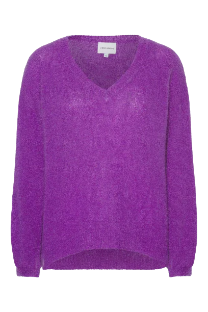 Silja v neck knit deep purple - American Dreams - Truien / Vesten